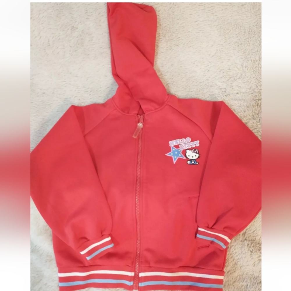 Hello Kitty Red Zipper Hoodie, Size 120cm